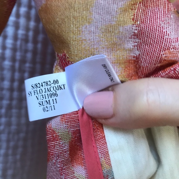 Unlined Italian linen floral belted blazer - Picture 4 of 5